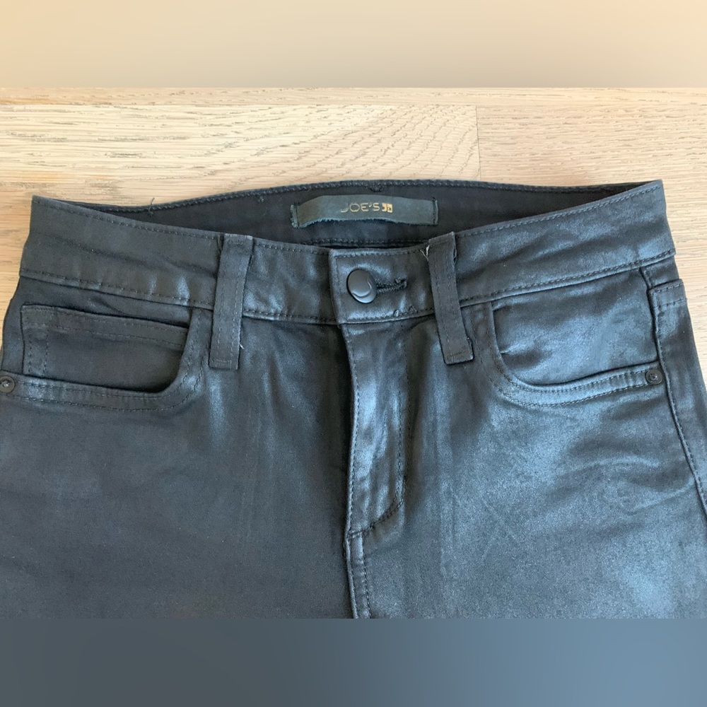 Joe’s Jeans Black Ruched Jeans Waxy/Satin Finish (24)